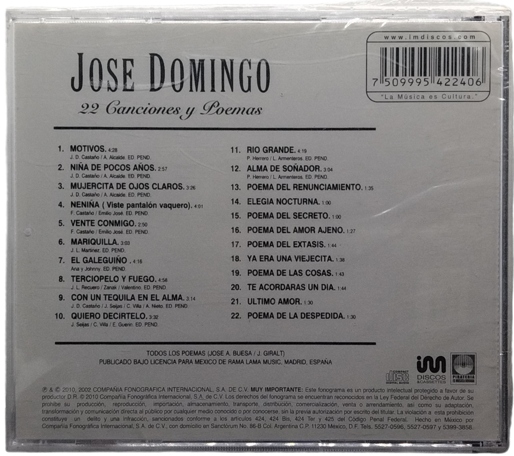 Jose Domingo - 22 Canciones Y Poemas