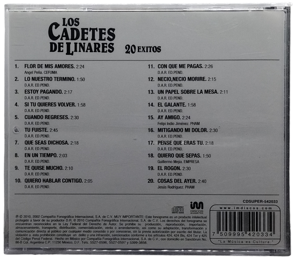 Los Cadetes De Linares - 20 Exitos