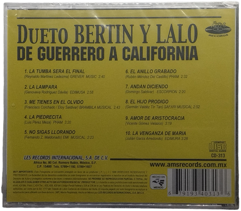Dueto Bertin Y Lalo - De Guerrero A Calfornia