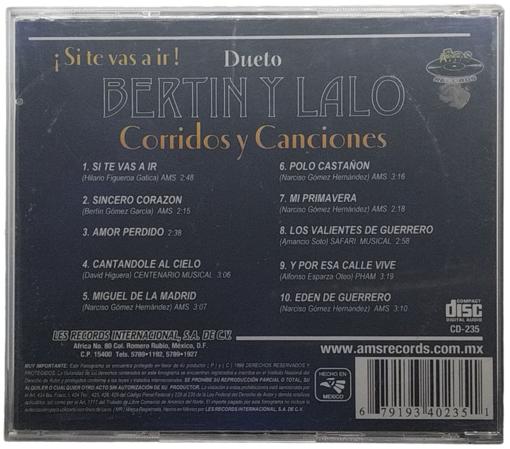 Dueto Bertin Y Lalo - Corridos Y Canciones