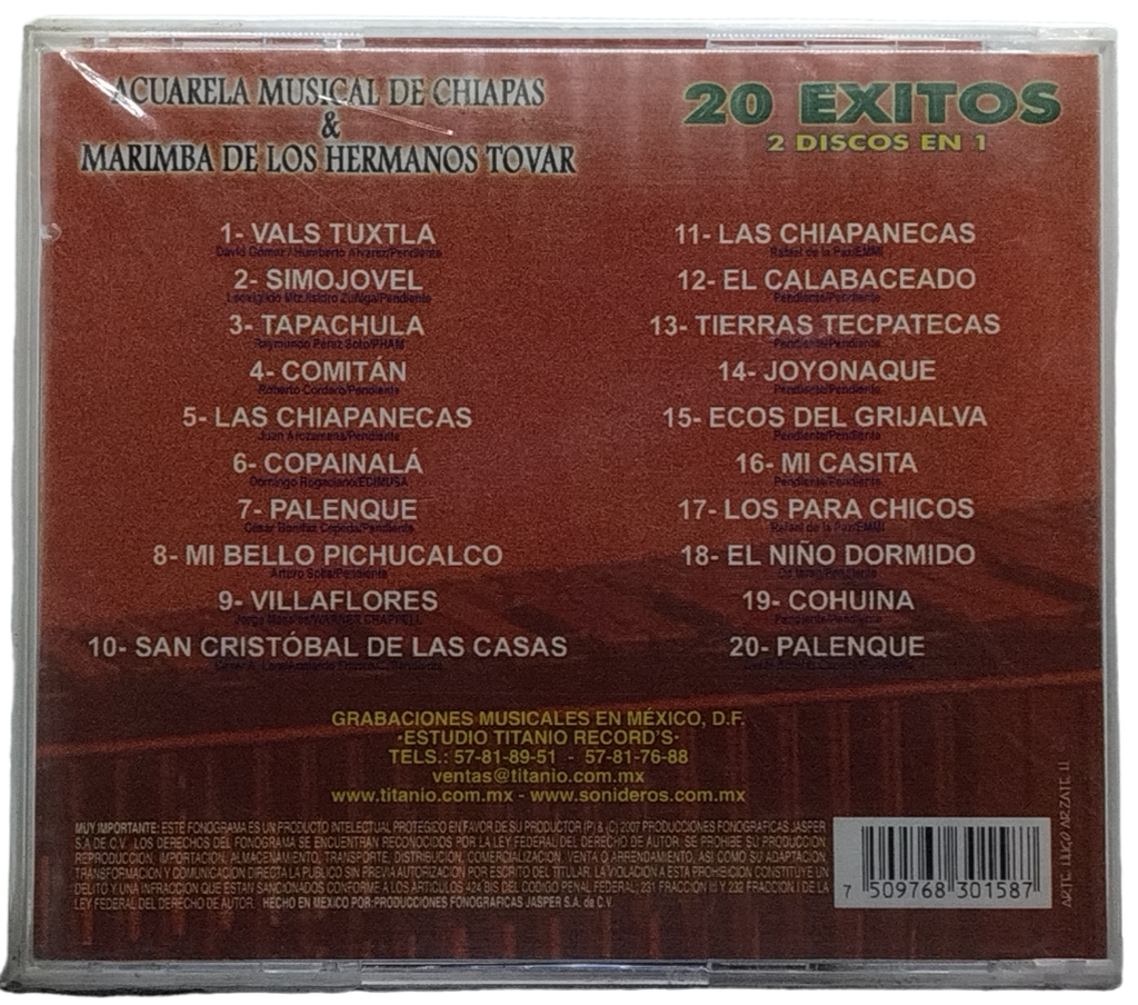 Marimba Acuarela Musical - 20 Exitos