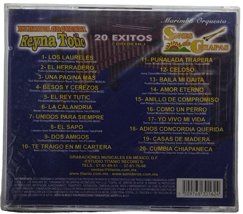 Marimba Orquesta Reina Totic - Marimba Orquesta De Chiapas - 20 Exitos