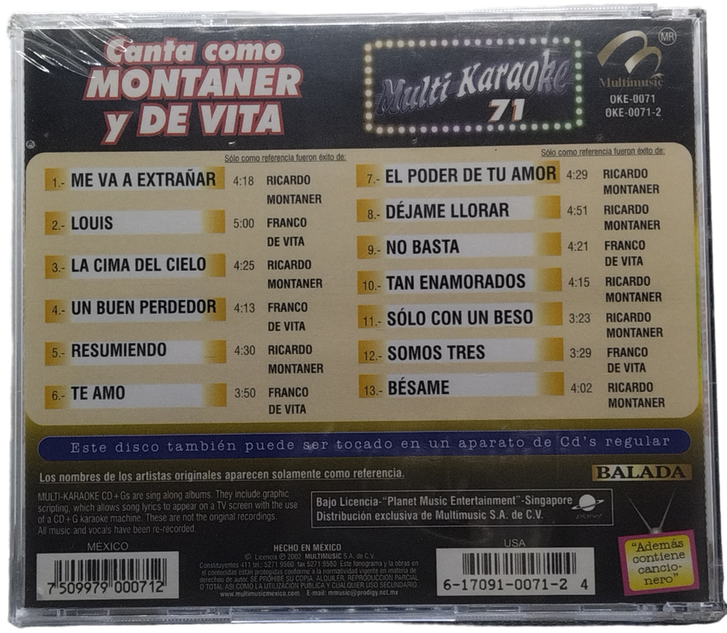 Multi Karaoke - Canta Como Montaner Y De Vita