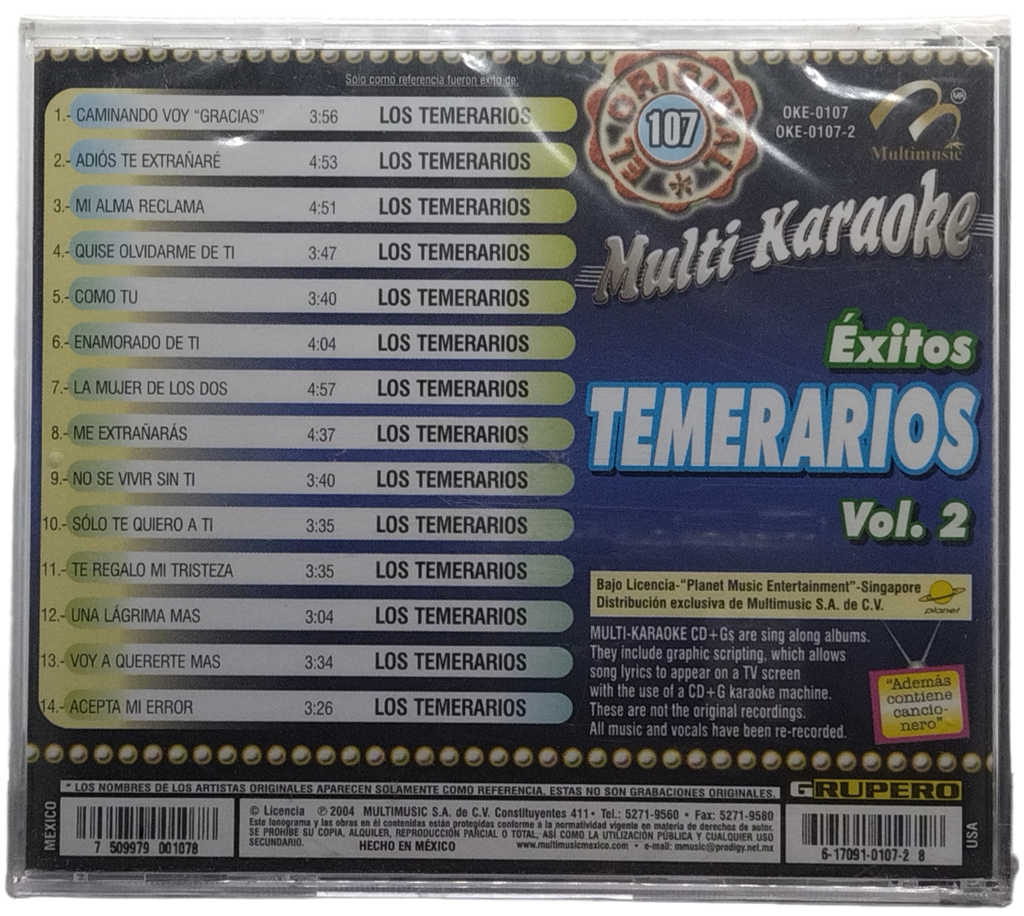 Multi Karaoke - Canta Como Exitos Temerarios Vol. 2