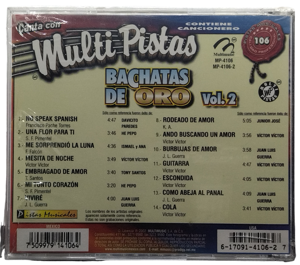 Multi Pistas - Canta Como Bachatas De Oro Vol. 2