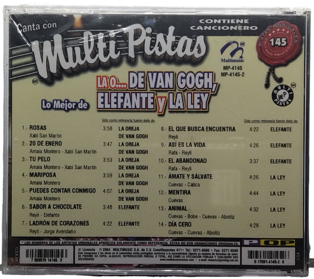 Multi Pistas - Canta Como La Oreja De Van Go / Elefante / La Ley