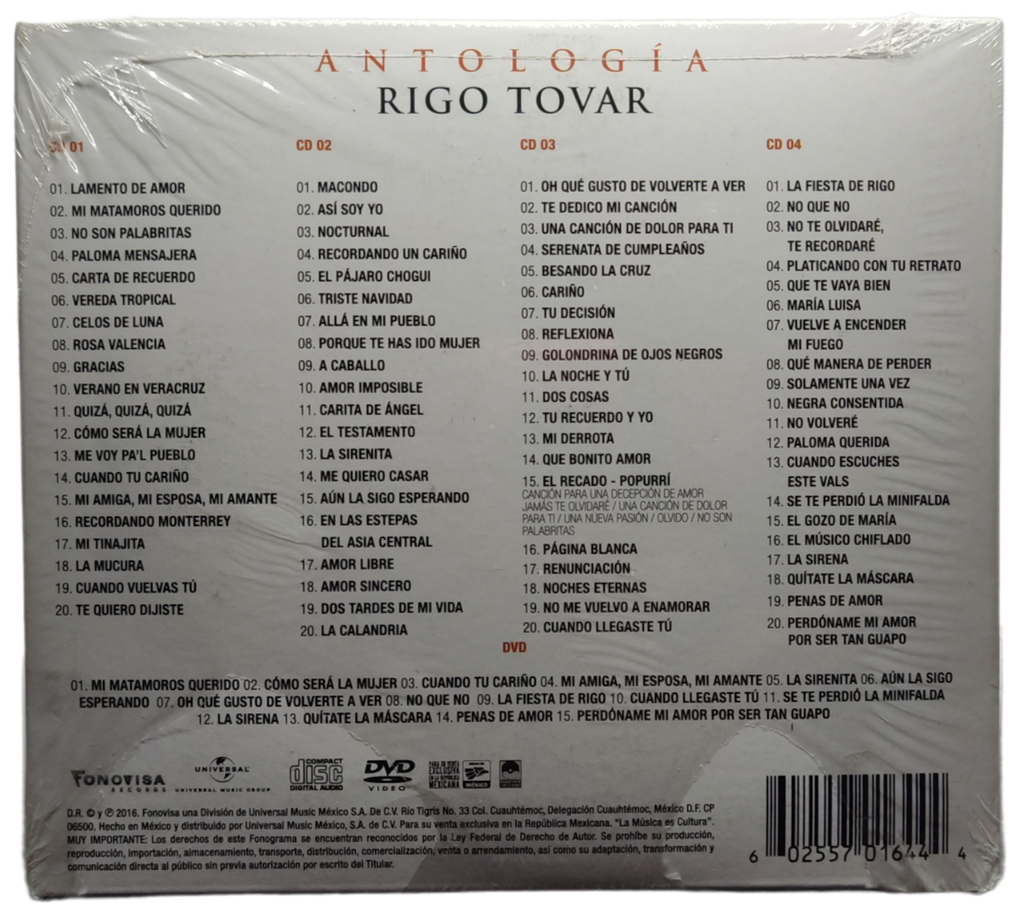 RIGO TOVAR - ANTOLOGIA 4 CDS Y 1DVD